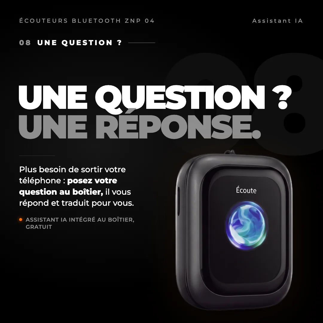 Écouteurs Bluetooth ZNP 04 : assistant IA intégré au boîtier