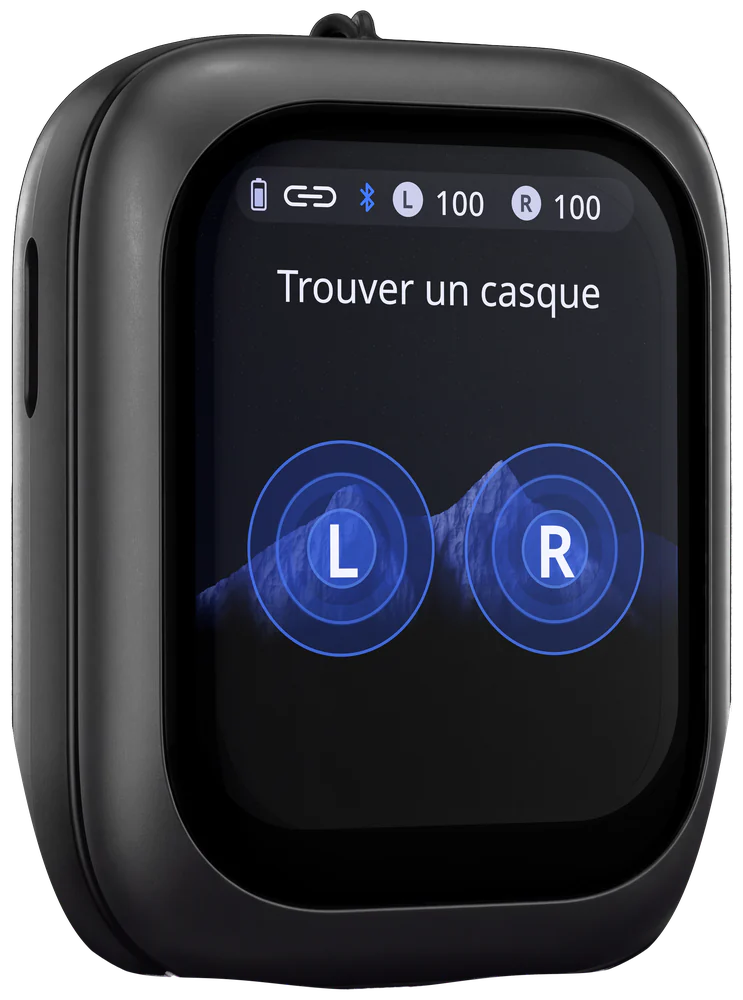 Boîtier ZNP 04 : l'écran Trouver un casque, avec les boutons L et R